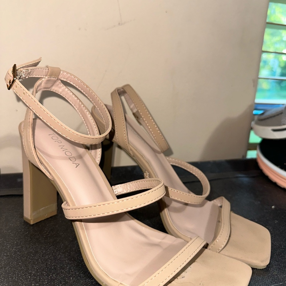 TOP Moda Women's Cream Strappy Heels